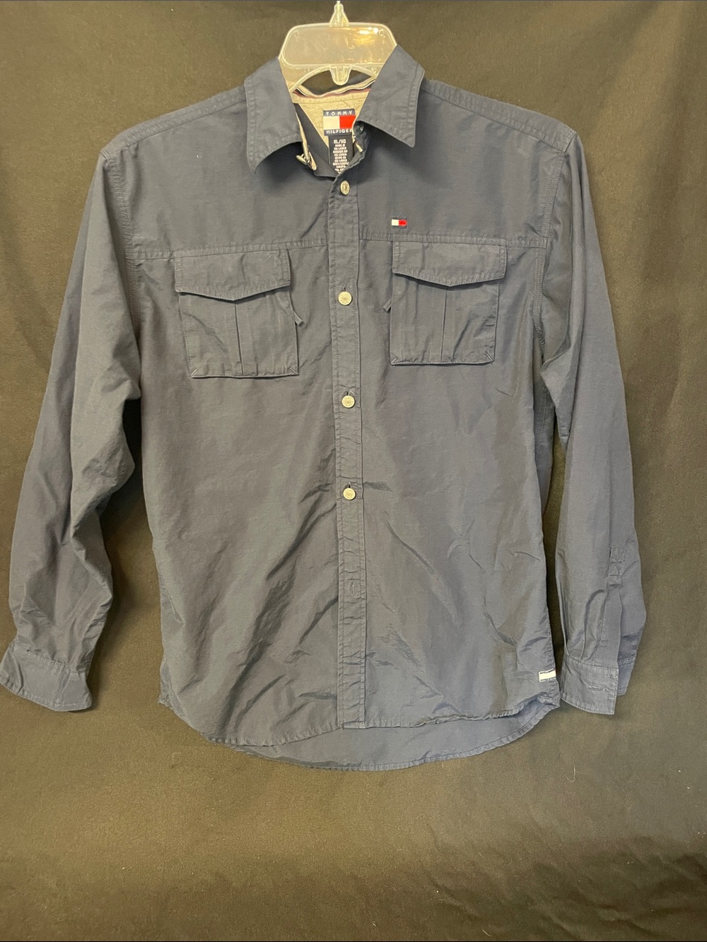 Tommy Hilfiger Navy Long-Sleeve Casual Button-Down Shirt